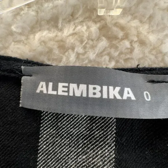 Alembika Women Size 0 A-Line Artsy Tunic Shirt Black White Striped Lagenlook - Picture 7 of 14